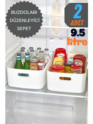 Mikasso Freshbox 2 Adet 9.5 Litre Dolap Içi Düzenleyici Sepet, Saklama Kutusu, Banyo ve Mutfak Organizeri Pl