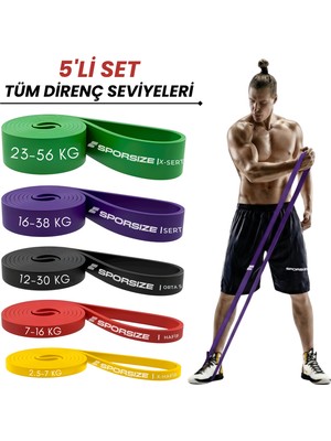 Sporsize Profesyonel Direnç Bandı Kas Geliştirme Lastiği Fitness Pilates Cross Training Bant Yoga Push Up Barfiks Bandı