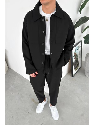 HAFKA Siyah Patch Detaylı Relaxed Fit Boxy Ceket