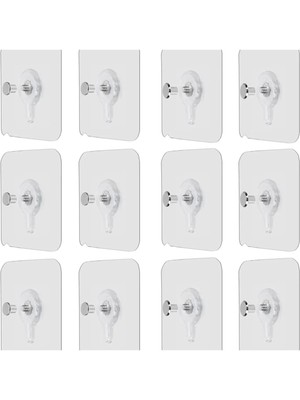 Mikasso 12 Adet Süper Güçlü Yapışkan Çerçeve Resim Askısı Yapışkanlı Askı Paslanmaz Çelik Mutfak Banyo Ev Du