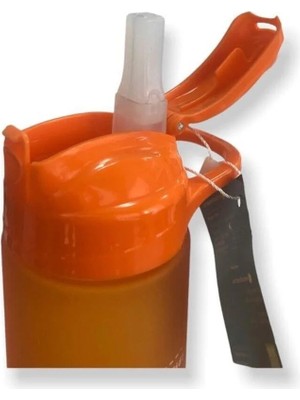 Mikasso 600ML Unbeaten Tritan Pipetli Matara - Turuncu Beyaz Plastik