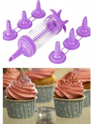 Mikasso Plastik Cup Kek Pasta Krema Pompası Plastik Mor