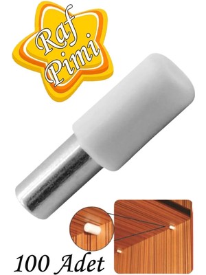 Mikasso Raf Pimi Plastik Başlı Cam Tutucu Çivisi Mobilya Dolap Pimi Beyaz (100 Adet) Beyaz