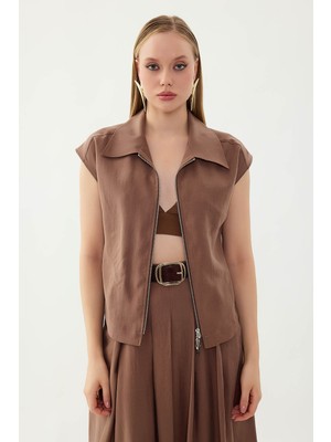 Vitrin Önü Fermuarlı Bluz