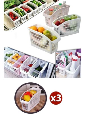 Mikasso 3'lü Buzdolabı Derin Dolap Düzenleyici - 4,3 Lt BA-685 Plastik 30 x 30