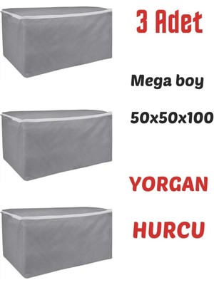 Mikasso 3 Lü Hurç Set Çok Amaçlı Saklama Kutusu Kumaş Hurç Organizer Kazak Elbise Kiyafet Hurcu Yıanabilinir