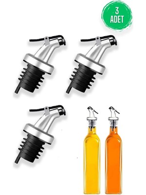 Mikasso Yağdanlık Başlığı 3'lü Sızdırmaz Kapaklı Cam Şişe Başlığı Sirkelik Tıpa Yağ Hunisi Yemek Hazırlık Si