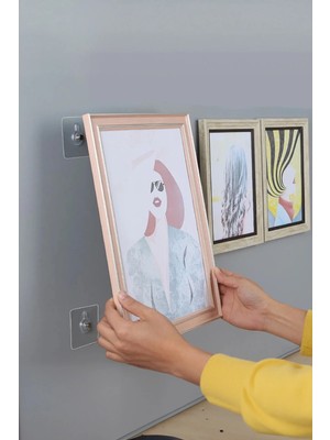 Mikasso Zarif Şık Askılık Ultra Güçlü Kendinden Yapışkanlı Askı Şeffaf Plastik Turuncu Cn