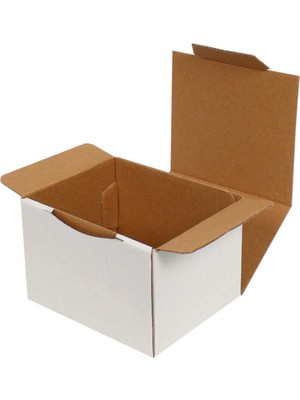 Mikasso 12,5X10,5X8CM Kutu - Kilitli Kutu - 0,4 Desi Kutu - Beyaz - [10 Adet] 12,5 x 10,5 x 8 Beyaz
