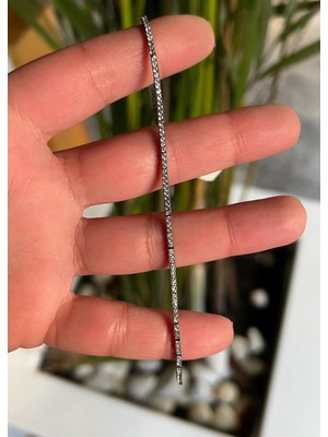 Defne Silver Siyah Suyolu Bileklik 1 mm