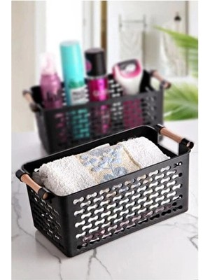 Mikasso Siyah Buzdolabı Içi Düzenleyici Sebze Meyve Sepeti Mutfak Banyo Tezgah Altı Üstü Organizer Plastik