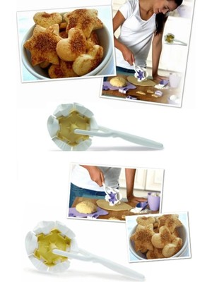 Mikasso Kurabiye Ruleti - Çiçek - Kalp - Üçgen - Muffin Şekillerinde Kurabiye Şekillendirici Çok Renkli