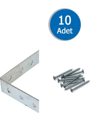 Mikasso 10 Adet L Demir Dolap Sabitleme 15*75*75 Masa Gönye Vida, Mobilya Dolap Köşe Bağlantı Sabitleme Beya