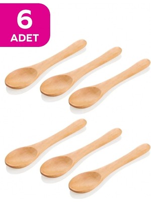 Mikasso Bambu 6'lı Ölçü ve Baharat Kaşığı 17 cm - 6 Adet Bal Reçel Kaşığı Tatlı Kaşığı Baharat Kaşığı 17 cm