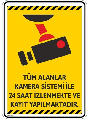 Mikasso 25X35CM/FOSFORLU Etiket/tüm Alanlar Kamera Sistemi ile 24 Saat Izlenip Kayıt Alınmaktadır/v1-2