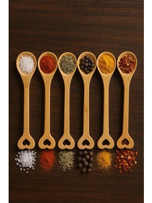 Mikasso Ahşap Baharat Kaşığı Seti 6 Lı 15 cm Ahşap