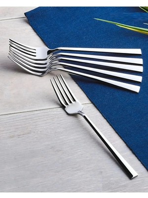 Mikasso 6 Adet Natural Düz Model Yemek Çatalı Ahşap Beyaz