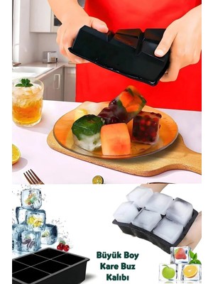 Mikasso 6 Bölmeli Büyük Boy Silikon Buz Kalıbı 6lı Buzluk Kokteyl Içecek Buz Silikon