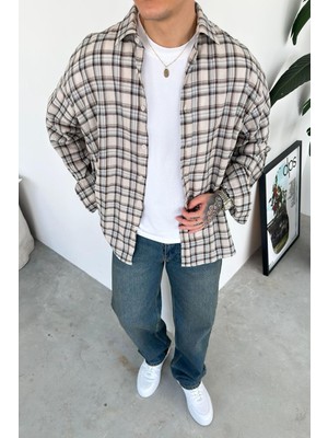 HAFKA Taş Kareli Oversize Oduncu Gömleği