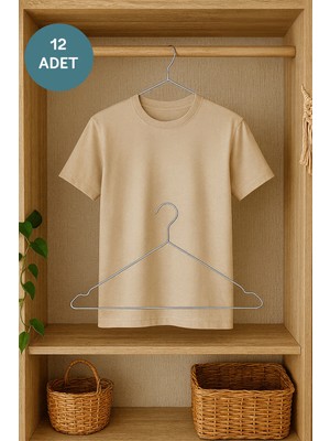 Mikasso 12 Adet Metal Elbise Askısı - Pantolon, Elbise ve Kıyafet Askısı Dayanıklı Tel Askı Metal Gümüş Tr