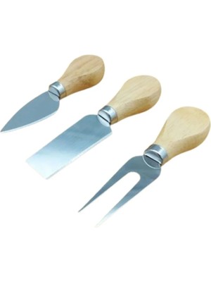 Mikasso Bambu Saplı Çelik Peynir Bıçağı Seti 3"lü Çelik