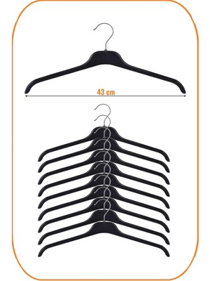 Mikasso Plastik Üst Giyim Askısı, Gömlek Askısı, Tişört Askısı, Bluz Askısı, Tunik Askısı, Siyah, 10 Adet Pl