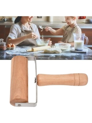 Mikasso Pratik Ahşap Saplı Rulo Hamur Açıcı Merdane Pürüzsüz Oklava Pizza Börek Açma Silindir Ahşap