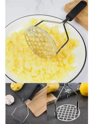 Mikasso Pratik 24 cm Lüks Paslanmaz Metal Patates Ezici Patates Ezici Püre Yapıcı Belirtilmemiş Mavi
