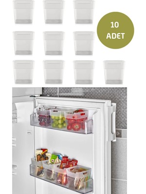 Mikasso 10 Adet Buzdolabı Kapak Içi Raf Organizeri, Banyo Kozmetik Düzenleyici Kap Çok Amaçlı Mini Kutu Seti