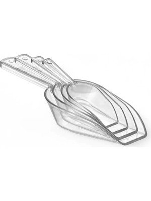 Mikasso 4'lü Set Plastik Erzak Küreği 4 Boy Bakliyat Küreği Şeffaf Renk Plastik Çok Renkli