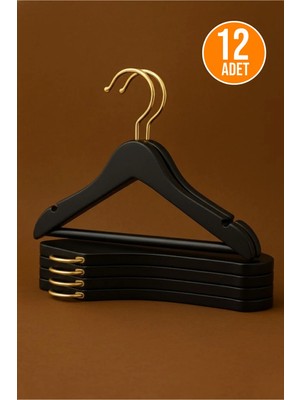 Mikasso 12 Adet - Bebek ve Çocuk Boy Ahşap Görünümlü Plastik A Kalite Elbise Askısı Tshirt Pantolon Askı Pla