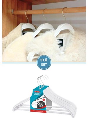 Mikasso Takım Elbise, Ceket, Mont Askısı Barlı Döner Başlıklı 3'lü Set Plastik Beyaz Tr