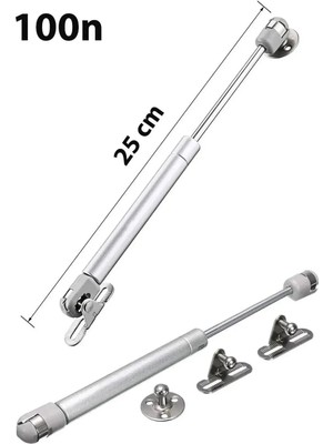 Mikasso Yuma Gazlı Piston, Dolap Kapak Amortisörü Pistonu Kapağı Hidroliği 100N 25 Cm, Ym 754 Gri