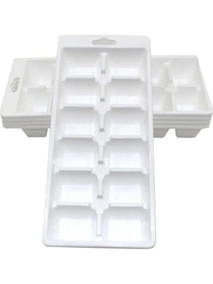 Mikasso Beyaz Klasik Buz Kalıbı 12 Bölmeli Plastik Buzluk 2 Adet Plastik