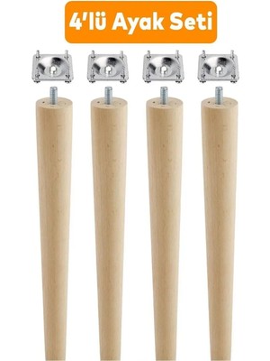 Mikasso 30 cm Ham Puf, Tabure ,koltuk ,tv Ünite Konik Ayak 4 Adet Bej