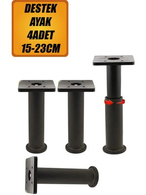 Mikasso Golwo Ayarlanabilir Destek Ayağı 15 x 23 cm Siyah Ayak Mobilya Kanepe Baza Koltuk Ünite (4ADET) Ayk.
