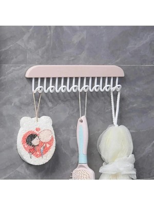 Mikasso 8 Kancalı Mutfak Banyo Dolap Içi Çok Amaçlı Kancalı Yapışkanlı Askı Portatif Askı Metal Çok Renkli T