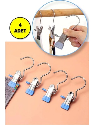 Mikasso Paslanmaz Çelik Pantolon - Şal - Şapka - Fular - Atkı - Çanta Askısı Mandallı Askı - 4 Adet Metal Ma