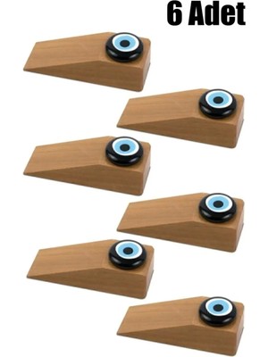 Mikasso 6 Adet Ahşap Kapı Stoperi Kapı Takozu Ahşap Nazar Boncuklu Kapı Stoperi