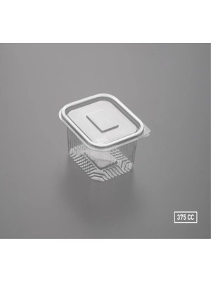 Mikasso Plastik Sızdırmaz Kap Kapaklı Saklama Kutusu 375 gr cc 100 Adet Düz Kapak Plastik Gri