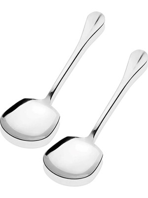 Mikasso 2 Adet Paslanmaz Çelik Servis Kaşığı Sunum Kaşığı Paslanmaz Çelik Metalik