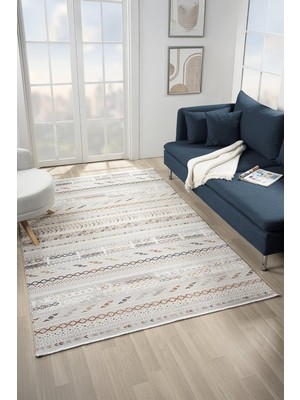 Cotto Home Armony AR005A Renkli Halı Modern Desen Akrilik Pamuk Taban Tozu Az Salon Halısı Yatak Odası Koridor