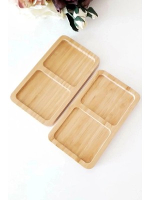 Mikasso Bambu 2 Bölmeli Yağdanlık Altlığı Yağdanlık Altı Standı Sosluk Altlığı Kahverengi