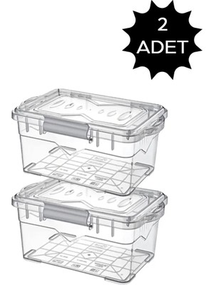 Mikasso Kilitli Saklama Kabı 2 Boy Adet Larder Saklama Kabı Set 750ML+750ML Plastik Çok Renkli