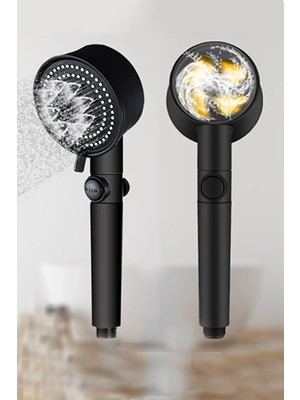 Mikasso Banyo Duş Başlığı Pervaneli Turbo Fan Star Stop Su Tasarruflu Turbo El Duşu Beyaz Plastik