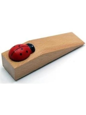 Mikasso 4 Adet Kapı Stoperi - Ahşap Kapı Stoperi - El Yapımı Kapı Stoperi Kahverengi Ugurböcekli