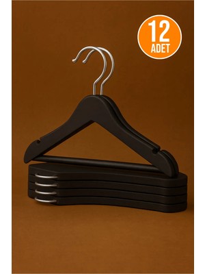 Mikasso 12 Adet - Bebek ve Çocuk Boy Ahşap Görünümlü Plastik A Kalite Elbise Askısı Tshirt Pantolon Askı Pla