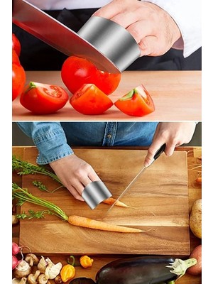 Mikasso 2 Adet El Parmak Kalkan Koruyucu Paslanmaz Çelik Doğrama Aparatı Paslanmaz Çelik Çok Renkli