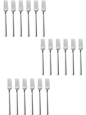 Mikasso 18 Adet Lüx Tatlı Çatalı Meyve Çatalı Düz Model (Paslanmaz Çelik) Çelik Metalik