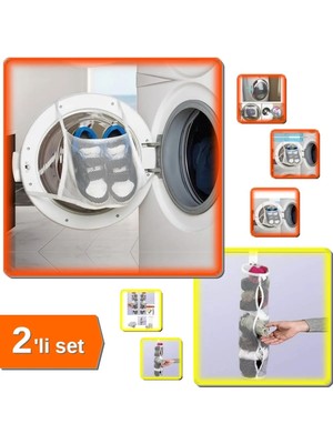Mikasso Dolap Içi Asılabilir Çorap Düzenleyici + Hassas Ayakkabı Yıkama Filesi Kapak Bağlamalı - 2li Set C0L